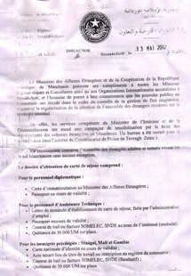 MAURITANIE: Allégement des formalités d’obtention de carte de séjour MAURITANIE: Allégement des formalités d’obtention de carte de séjour
