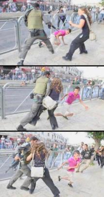 REGARDEZ. Une américaine empêchant un soldat Israélien d’arrêter un enfant palestinien REGARDEZ. Une américaine empêchant un soldat Israélien d’arrêter un enfant palestinien