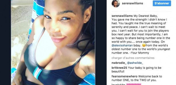 La lettre touchante de Serena Williams à son futur "cher bébé"