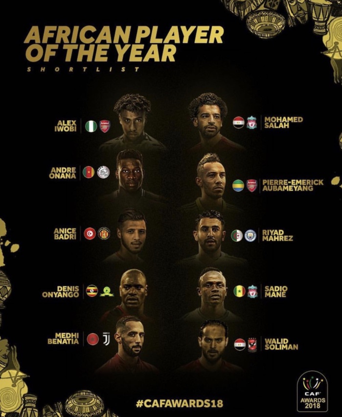 Liste des 10 nominés pour le titre de meilleur joueur africain sans Kalidou Koulibaly