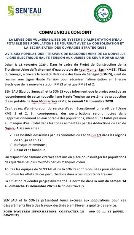 Communiqué Conjoint Sen'Eau - Sones