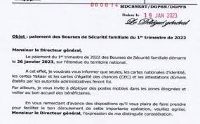 Annonce de la DGPS : Le paiement des bourses de sécurité familiale démarre le 26 janvier prochain