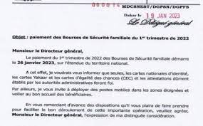 Annonce de la DGPS : Le paiement des bourses de sécurité familiale démarre le 26 janvier prochain