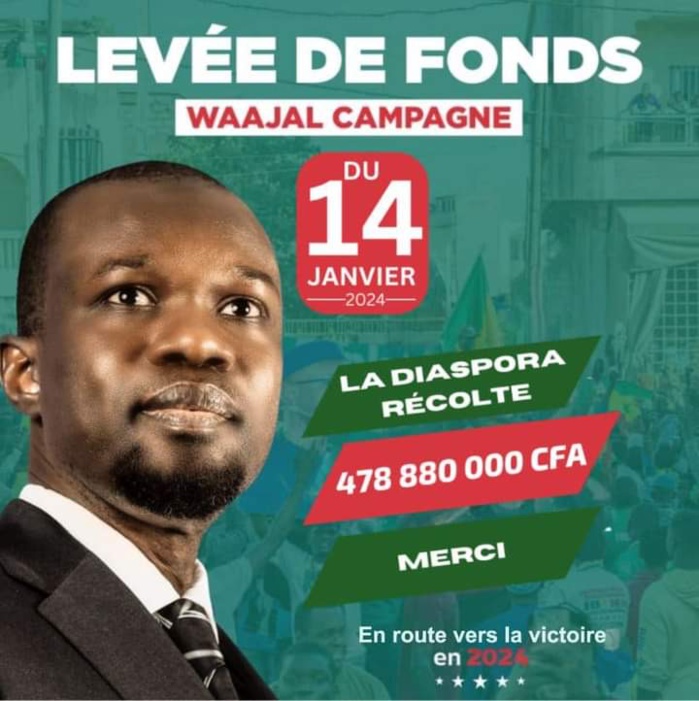 Pastef Diaspora a réussi à lever 478 millions CFA pour la campagne présidentielle Pastef Diaspora a réussi à lever 478 millions CFA pour la campagne présidentielle