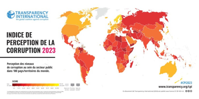 Transparency international indice de perception de la corruption 2023 : le Sénégal occupe la 43 ème position sur 180 pays