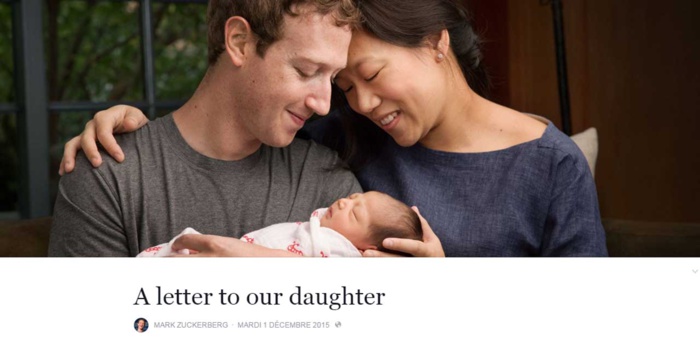Le fondateur de Facebook devient papa et annonce le don de 99% de ses actions