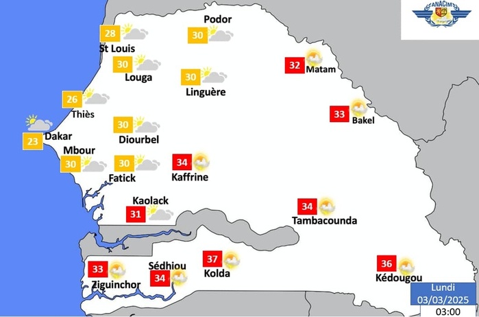 Alerte météo - l'Anacim annonce des passages nuageux et risques de pluies fines sur le pays