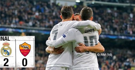 Le Real Madrid bat la Roma (2-0) et se qualifie pour les quarts de finale