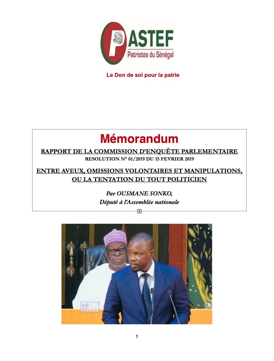 Le mémorandum d'Ousmane Sonko sur l'Affaire des 94 milliards