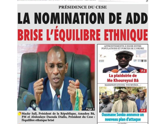Déséquilibre ethnique » : Le carton rouge de Moustapha Diakhaté à Direct news…