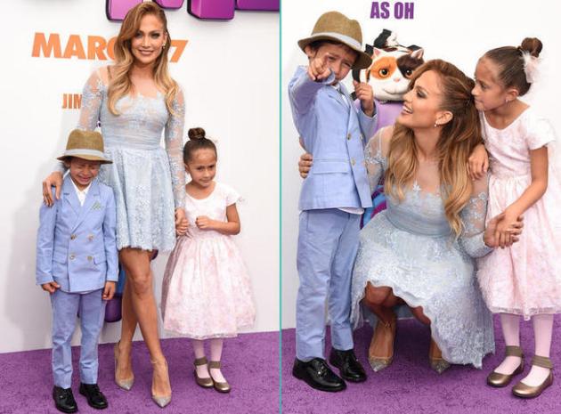 Jennifer Lopez et ses enfants à une avant-première