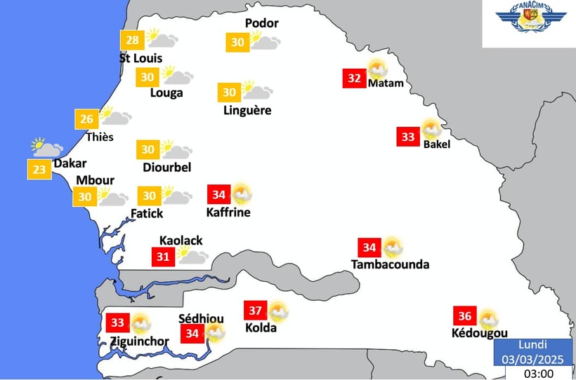 Alerte météo - l'Anacim annonce des passages nuageux et risques de pluies fines sur le pays
