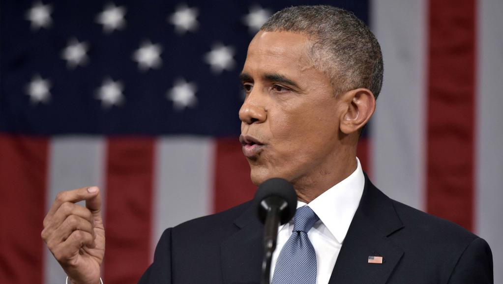 Le président Barack Obama, lors du discours sur l'état de l'Union au Congrès, le 20 janvier 2015.
