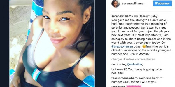 La lettre touchante de Serena Williams à son futur "cher bébé"