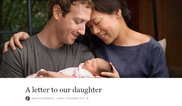 Le fondateur de Facebook devient papa et annonce le don de 99% de ses actions