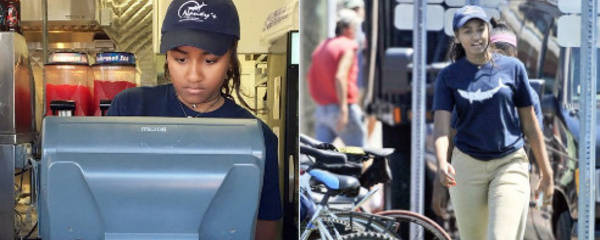 Regardez : Sasha, la fille du Président Obama travaille dans un resto de fruits de mer, pour avoir un revenu pendant les vacances.